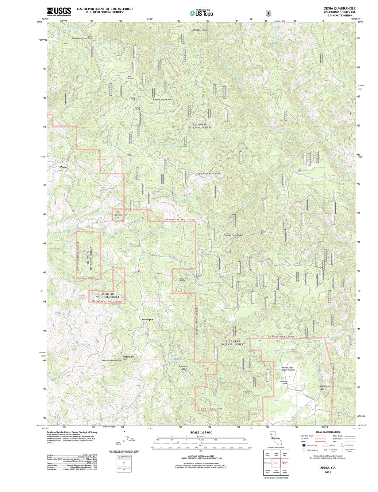 2012 Zenia, CA - California - USGS Topographic Map