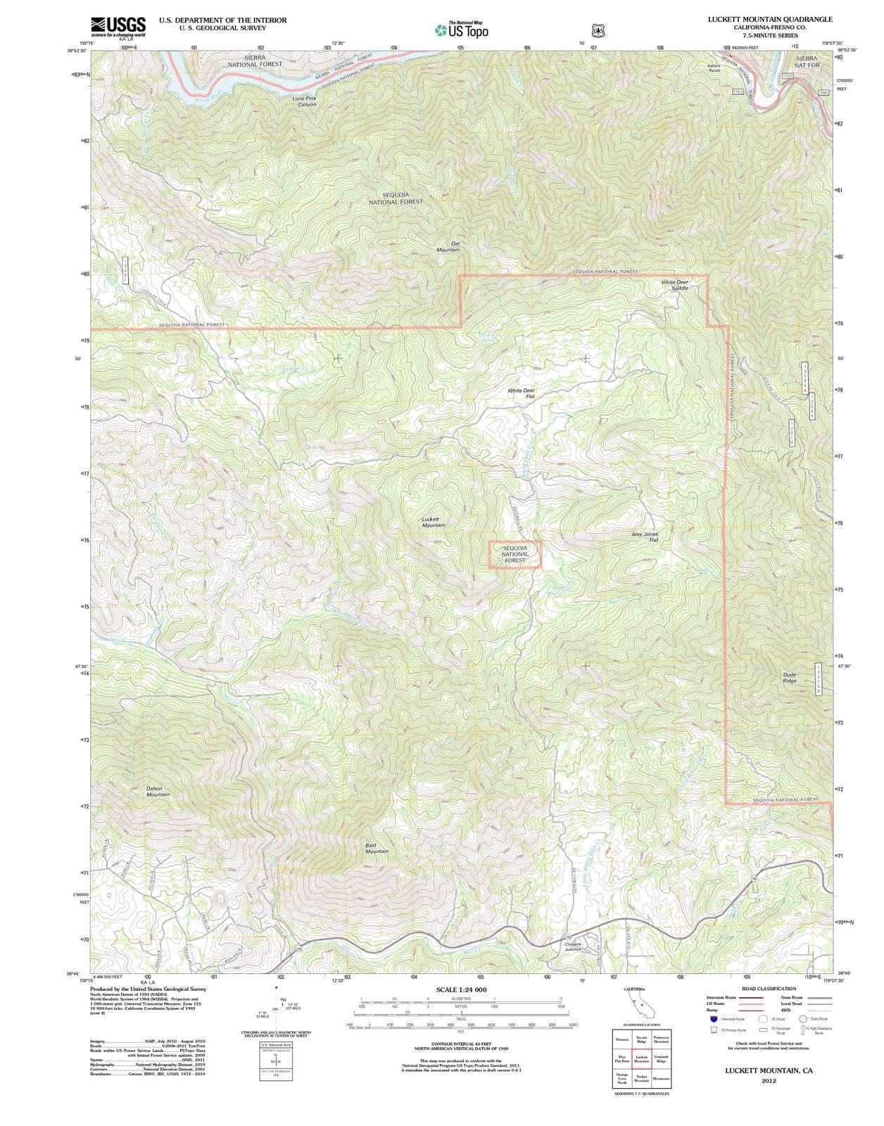 2012 Luckett Mountain, CA - California - USGS Topographic Map