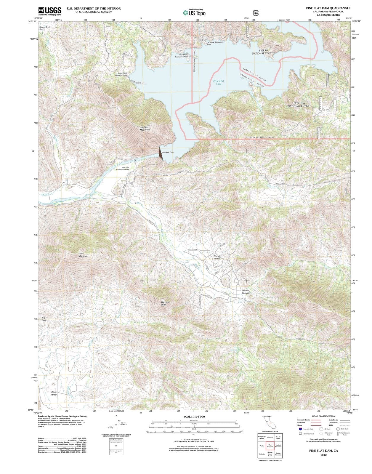 2012 Pine Flatam, CA - California - USGS Topographic Map