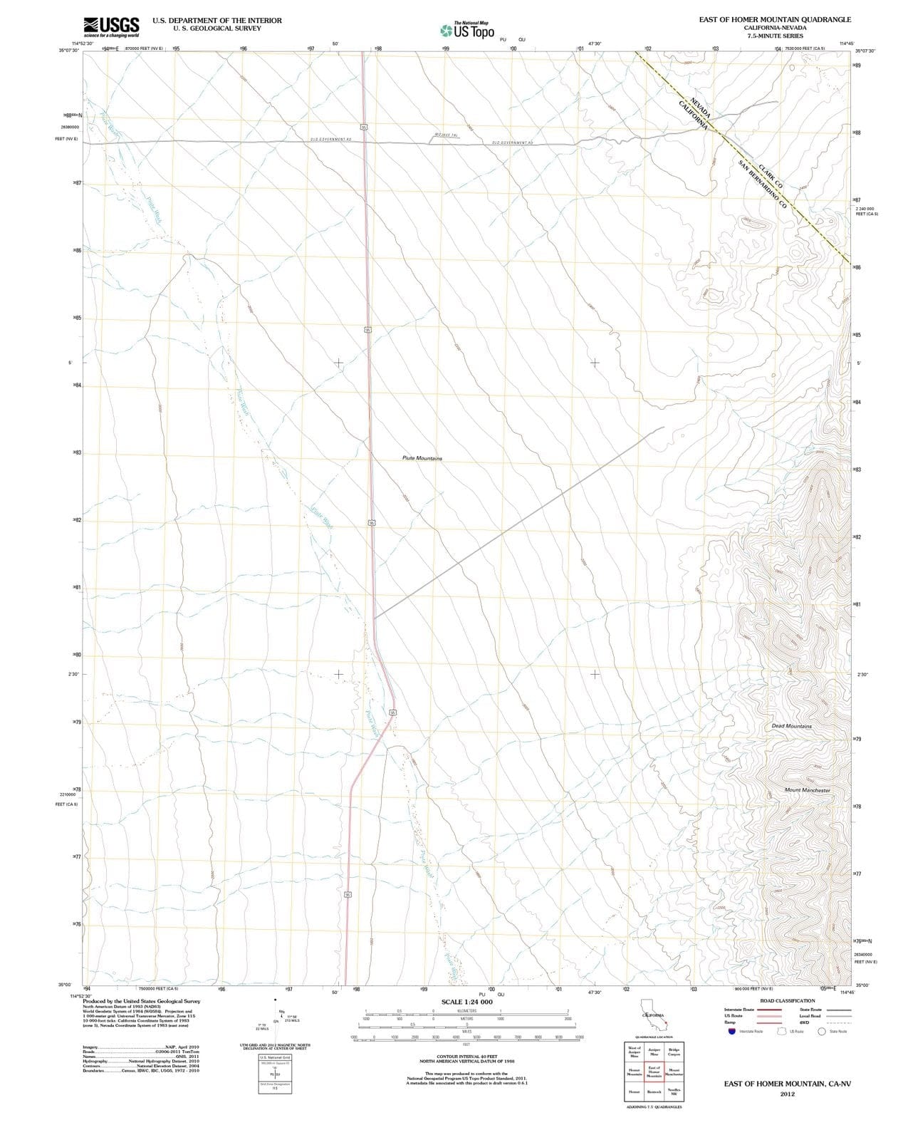 2012 East of Homer Mountain, CA - California - USGS Topographic Map