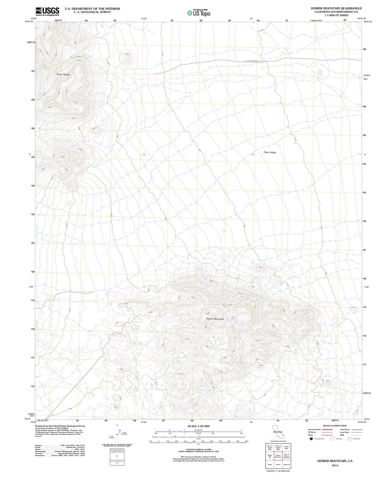 2012 Homer Mountain, CA - California - USGS Topographic Map