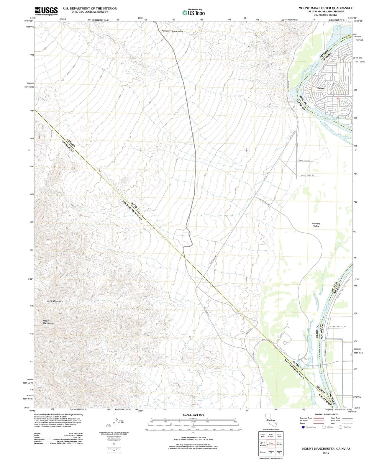 2012 Mount Manchester, CA - California - USGS Topographic Map