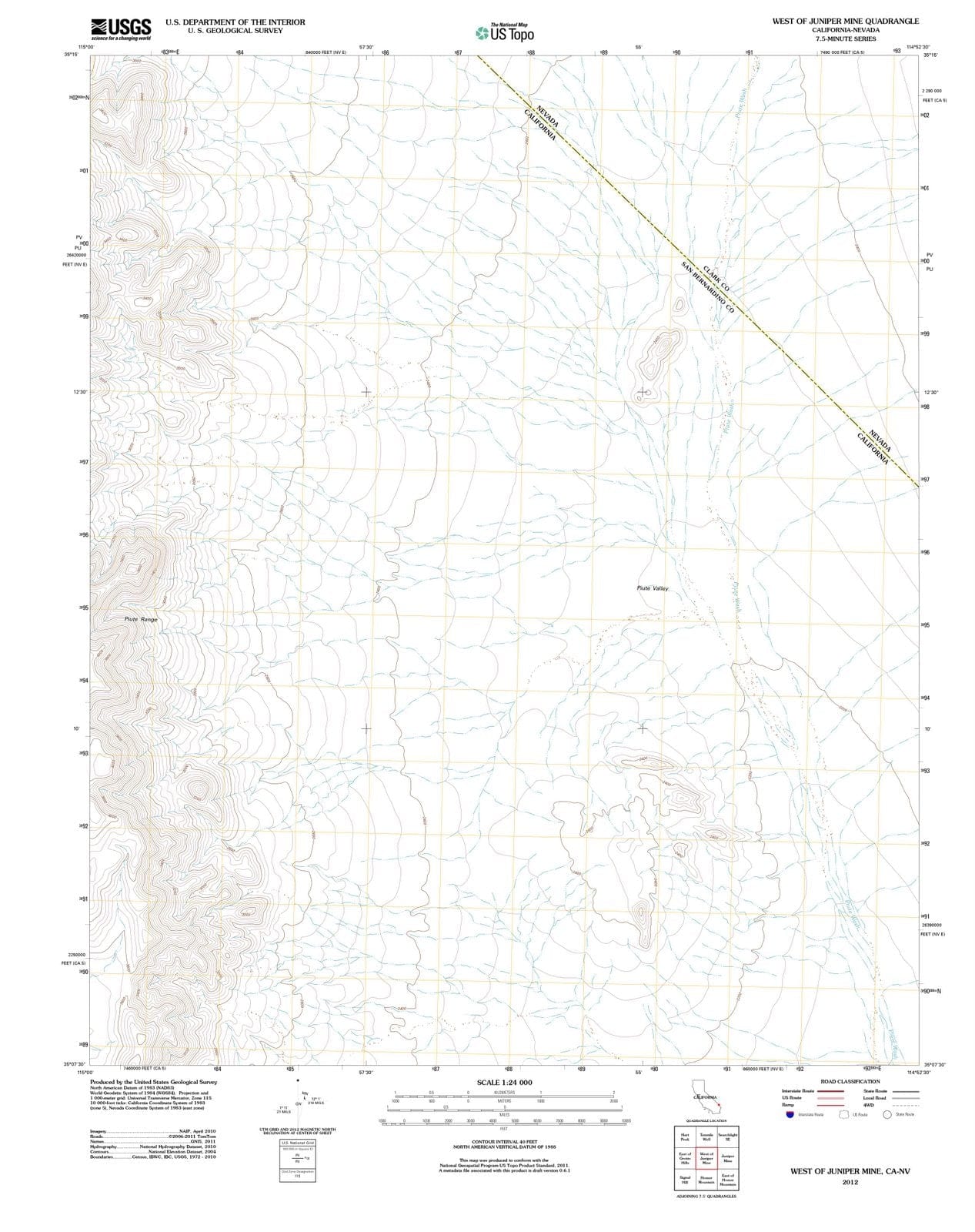2012 West of Juniper Mine, CA - California - USGS Topographic Map