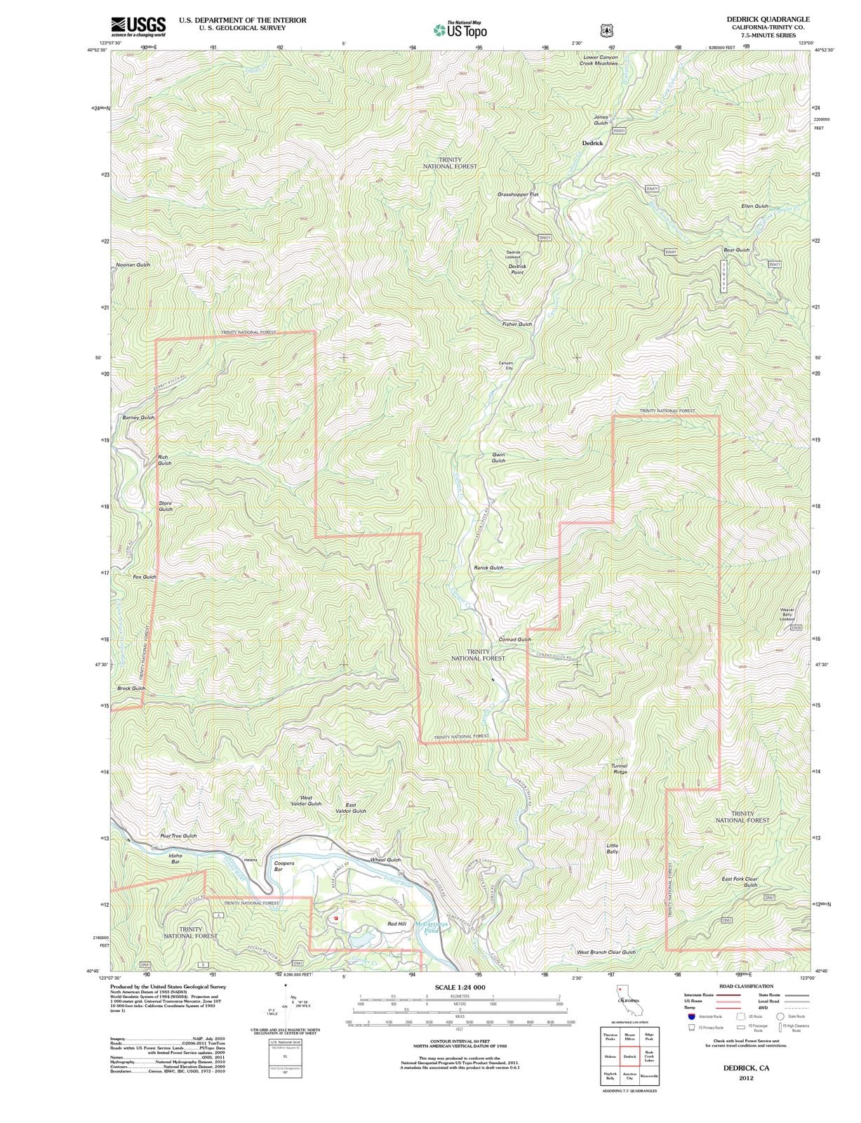 2012 Dedrick, CA - California - USGS Topographic Map