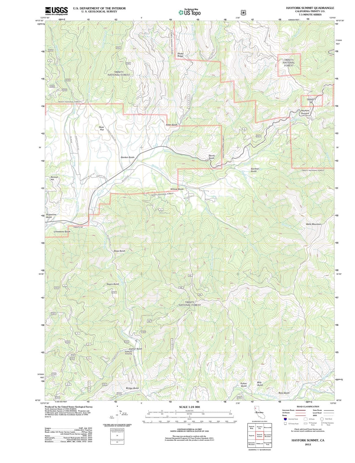 2012 Hayfork Summit, CA - California - USGS Topographic Map