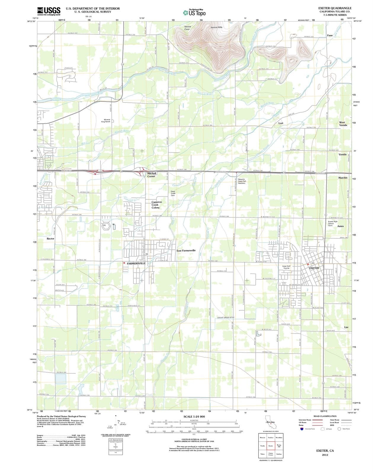 2012 Exeter, CA - California - USGS Topographic Map