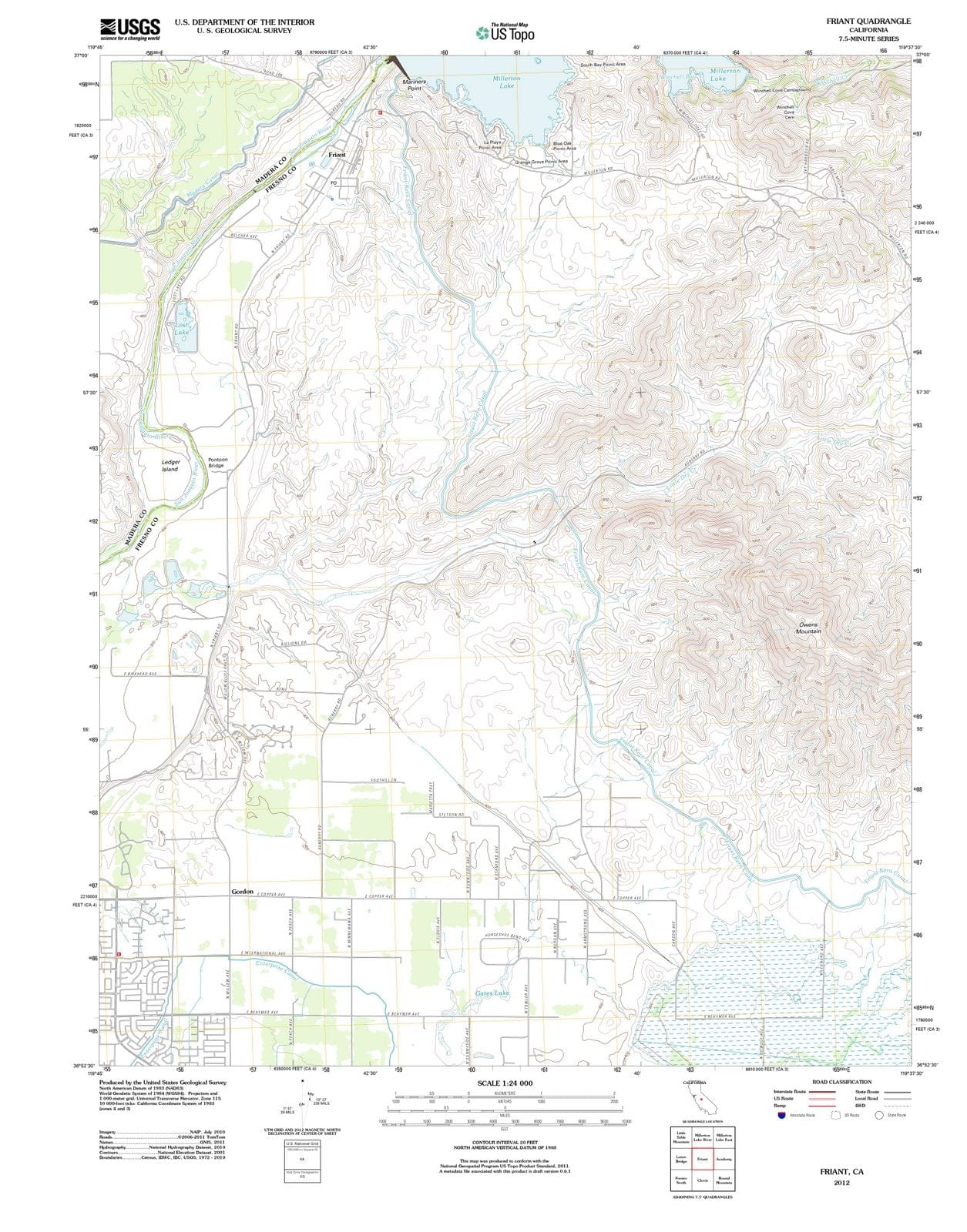 2012 Friant, CA - California - USGS Topographic Map