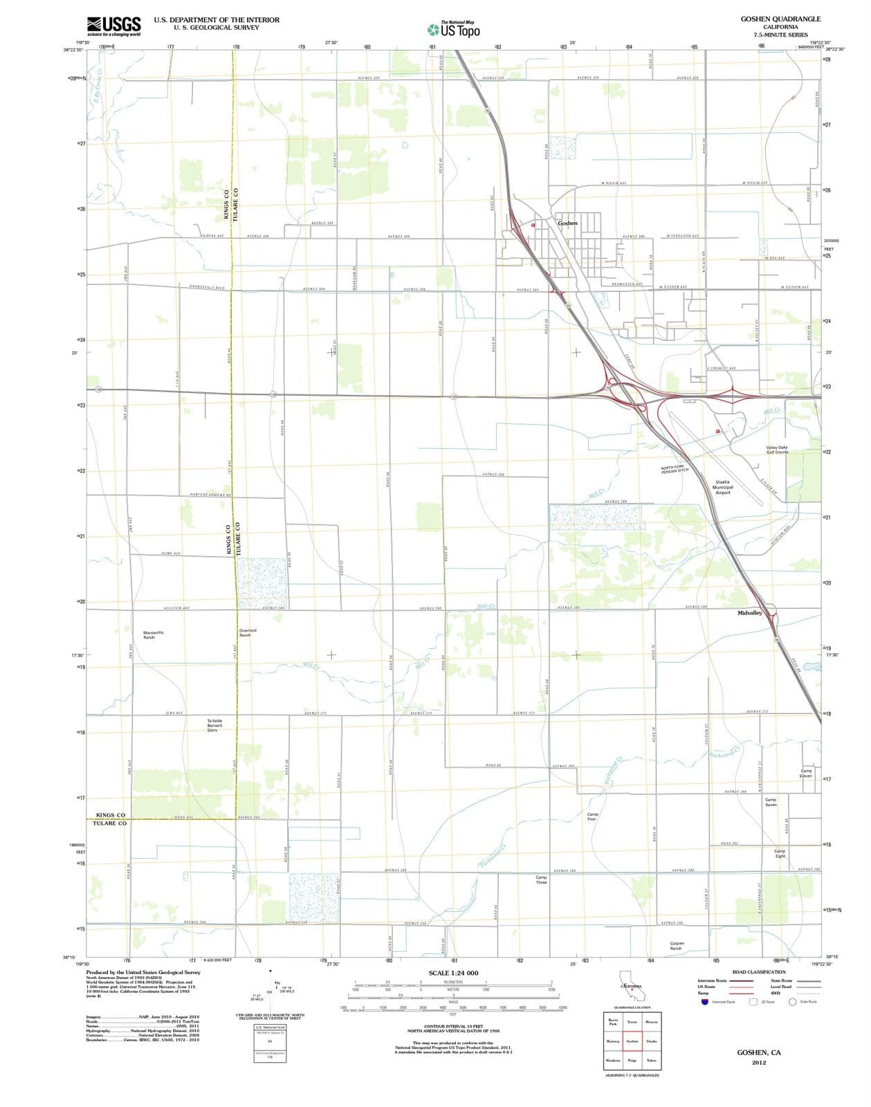 2012 Goshen, CA - California - USGS Topographic Map