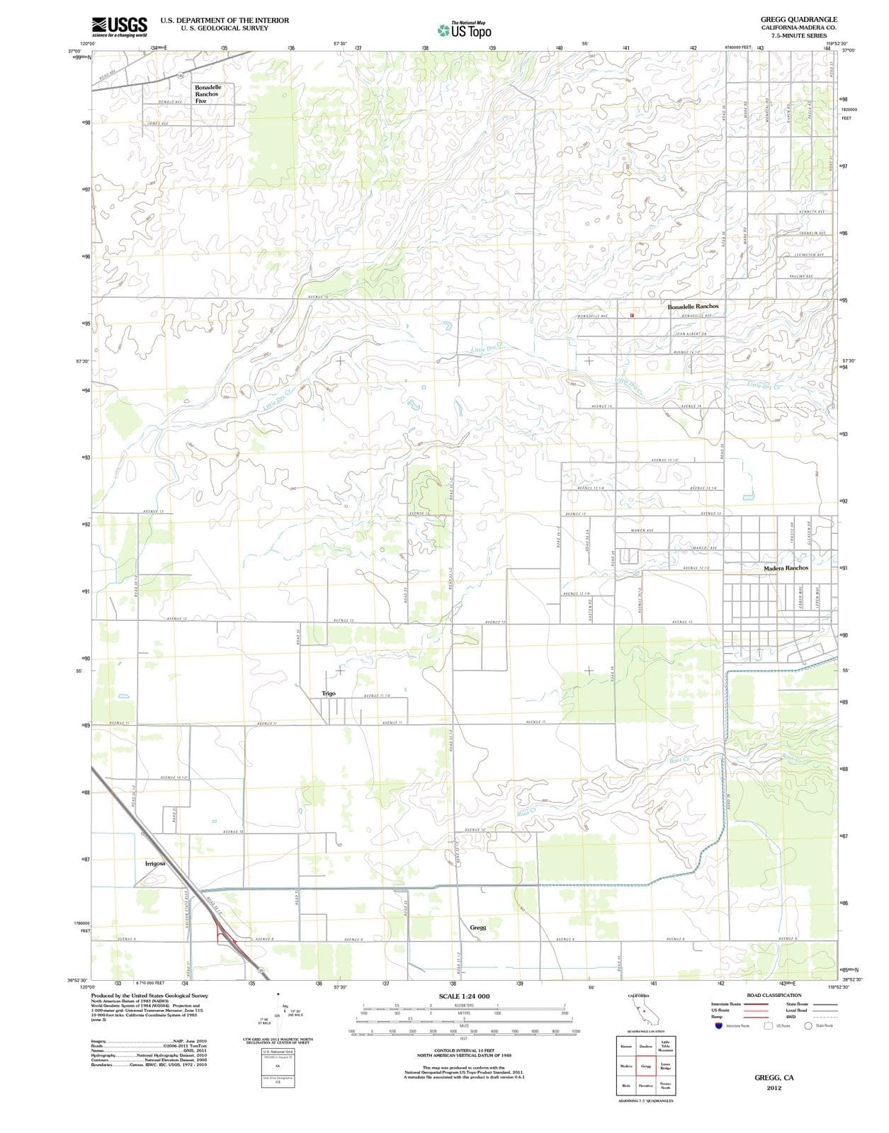 2012 Gregg, CA - California - USGS Topographic Map