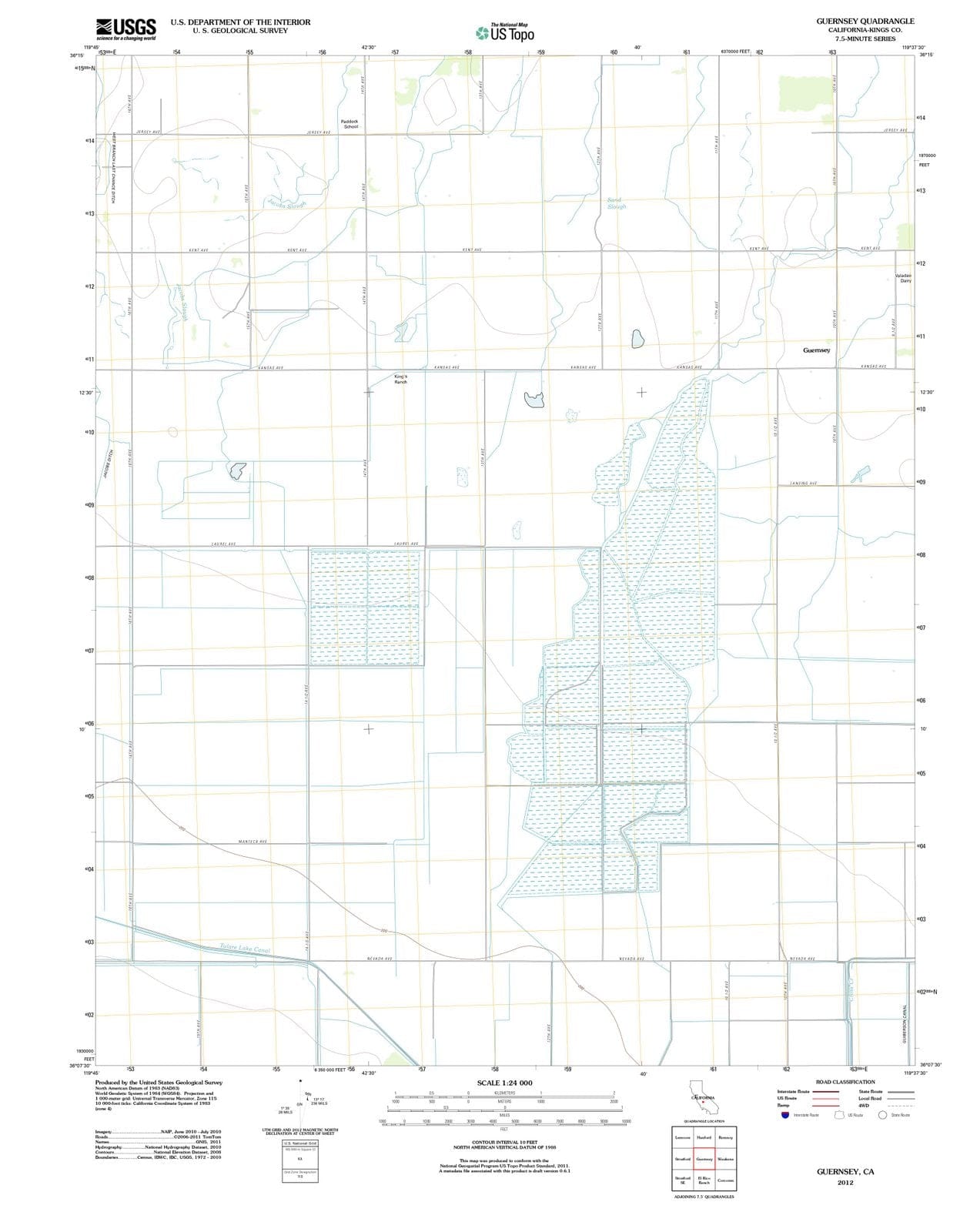 2012 Guernsey, CA - California - USGS Topographic Map