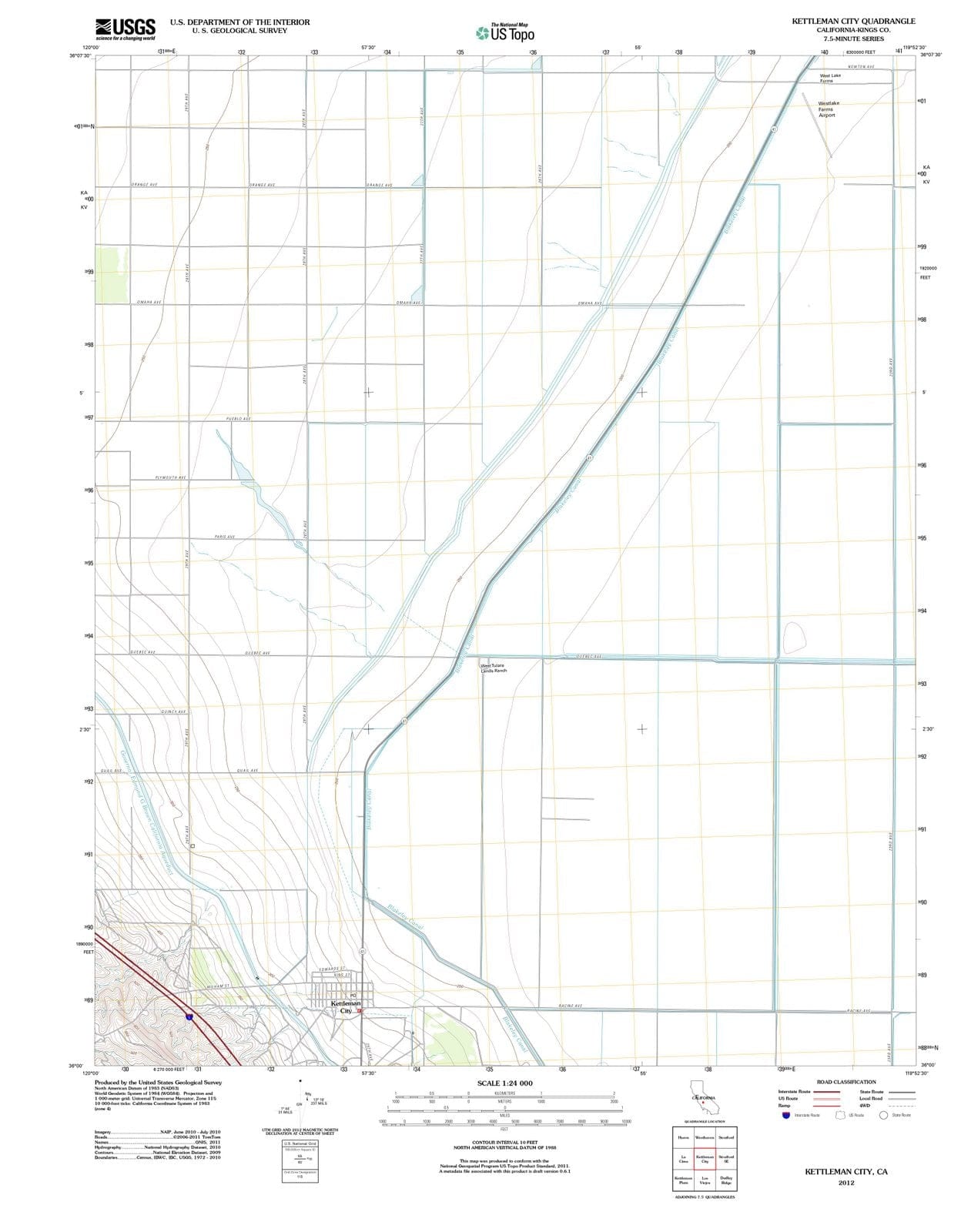2012 Kettleman City, CA - California - USGS Topographic Map