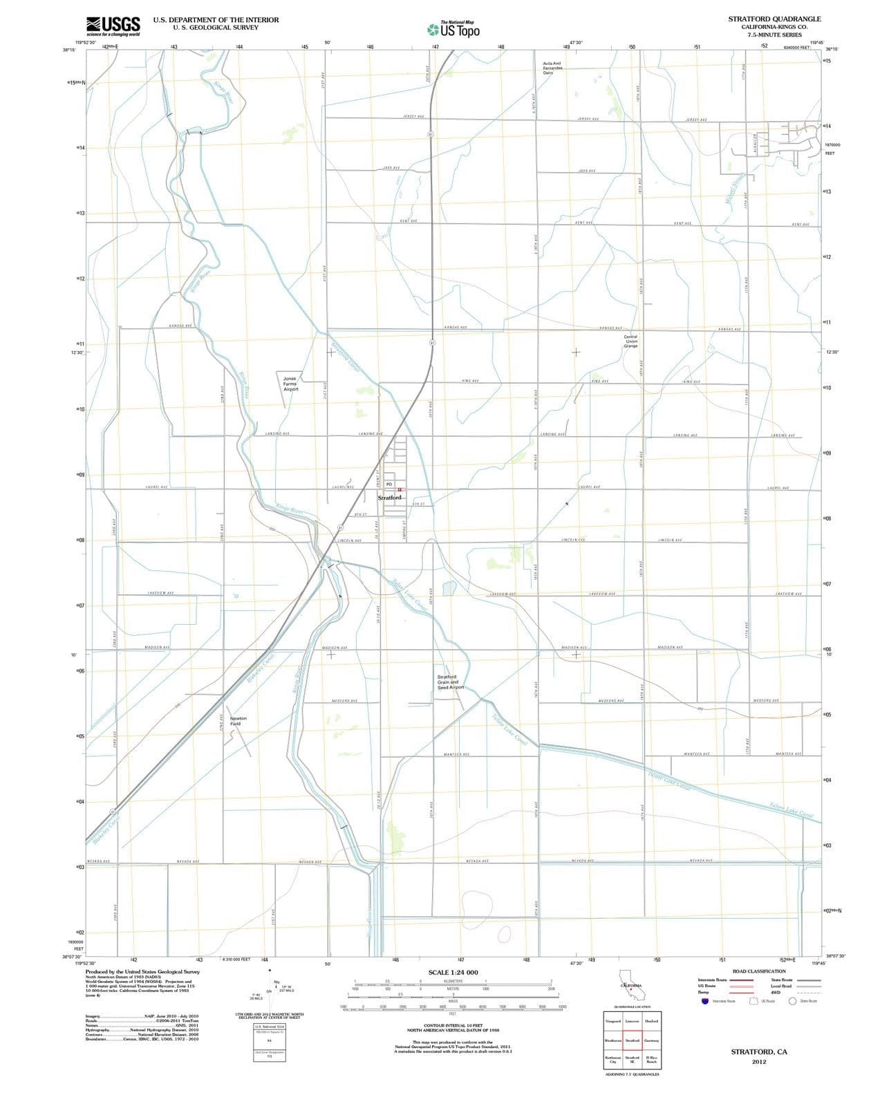 2012 Stratford, CA - California - USGS Topographic Map