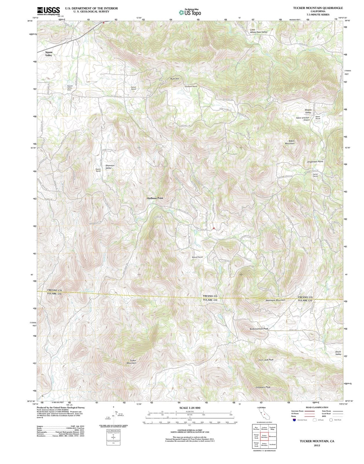2012 Tucker Mountain, CA - California - USGS Topographic Map