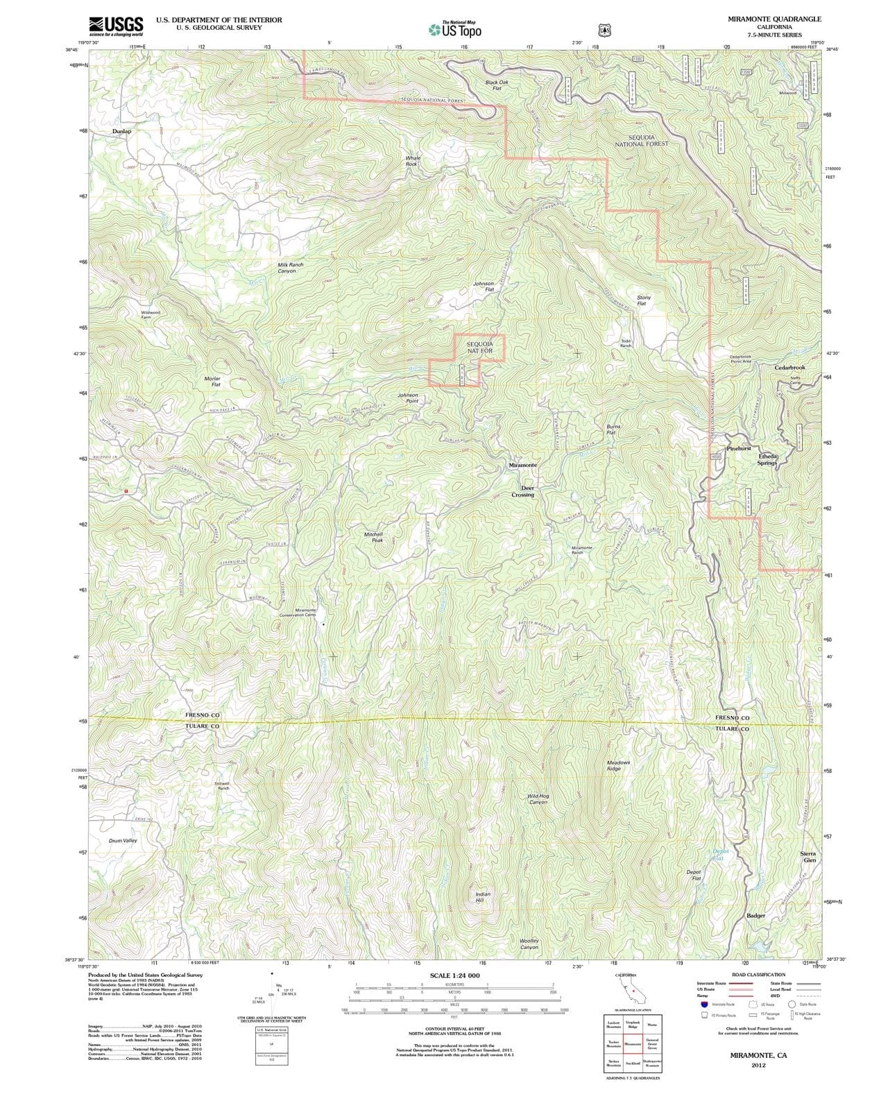 2012 Miramonte, CA - California - USGS Topographic Map
