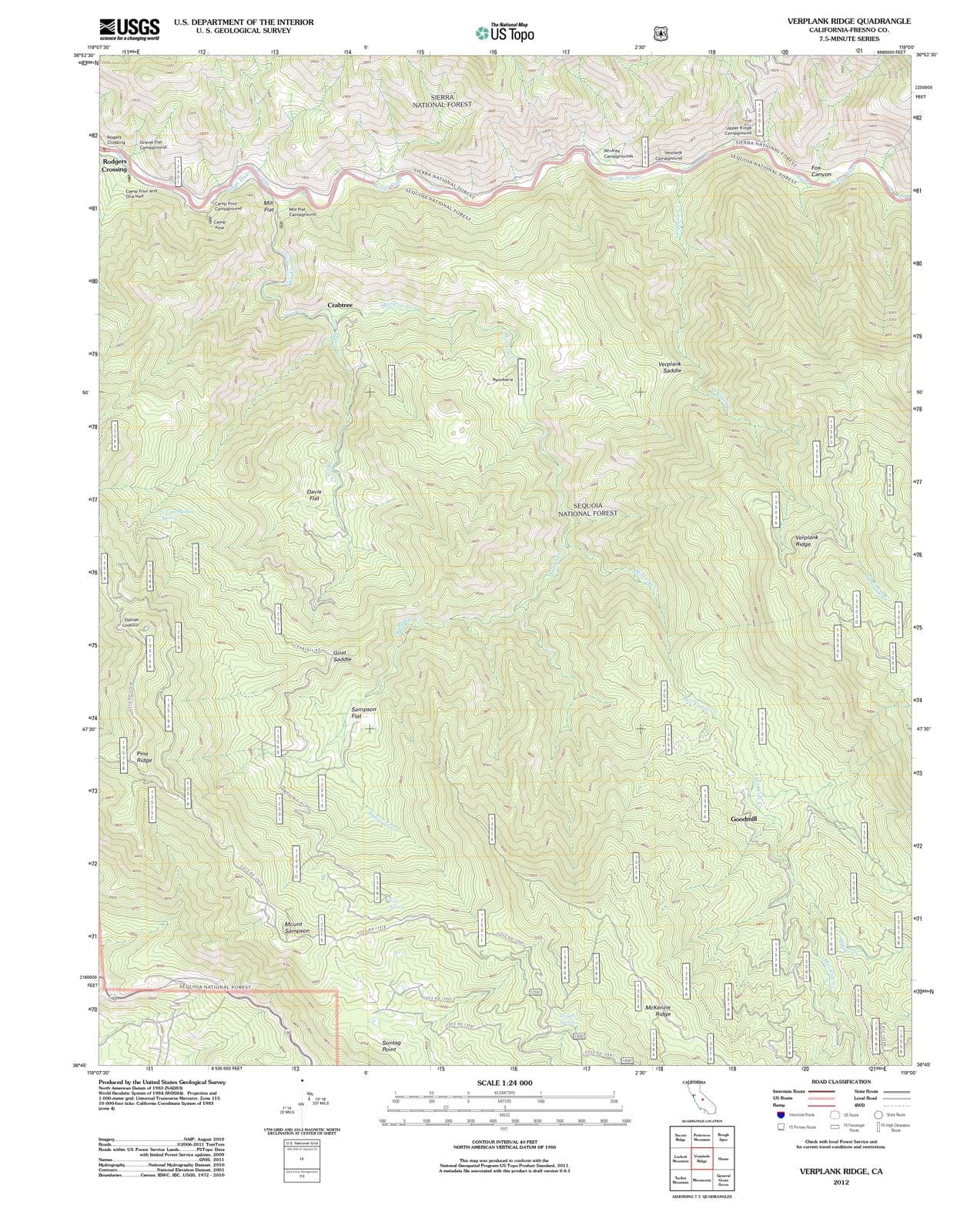 2012 Verplank Ridge, CA - California - USGS Topographic Map