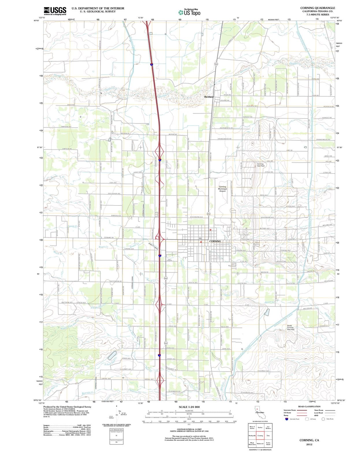 2012 Corning, CA - California - USGS Topographic Map