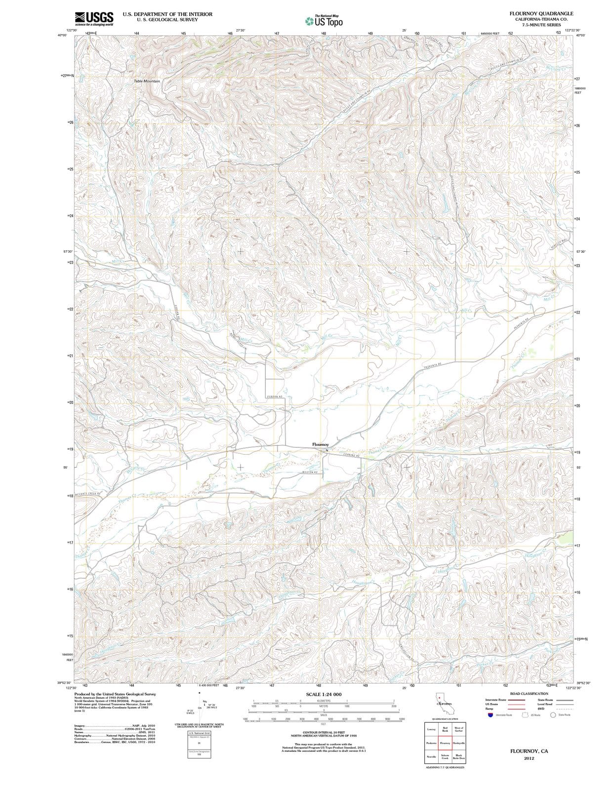 2012 Flournoy, CA - California - USGS Topographic Map
