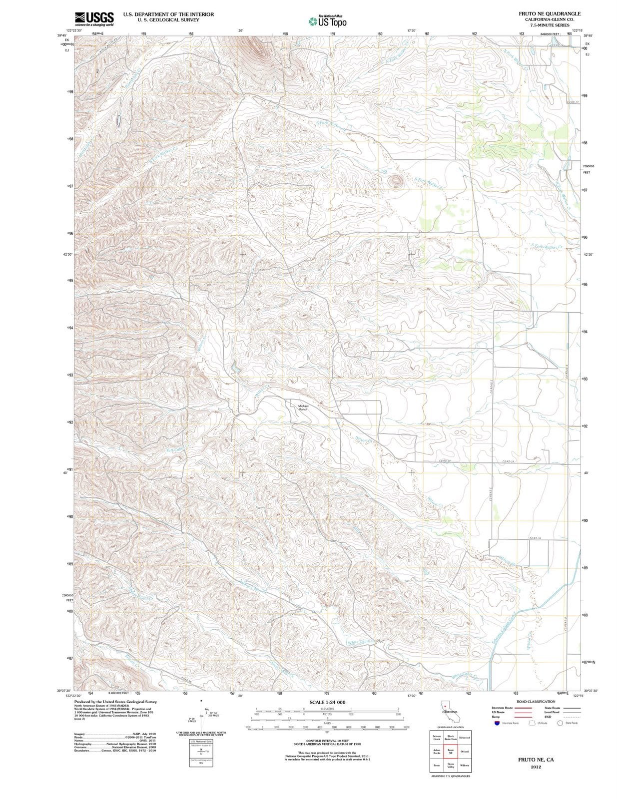 2012 Fruto, CA - California - USGS Topographic Map v2