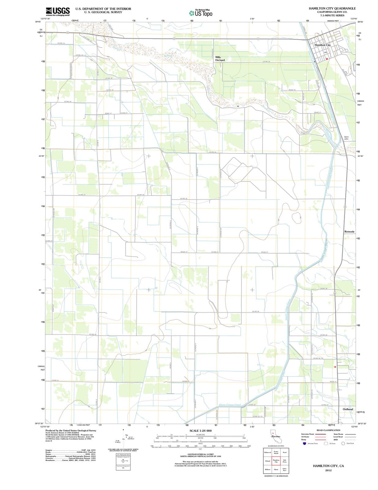 2012 Hamilton City, CA - California - USGS Topographic Map