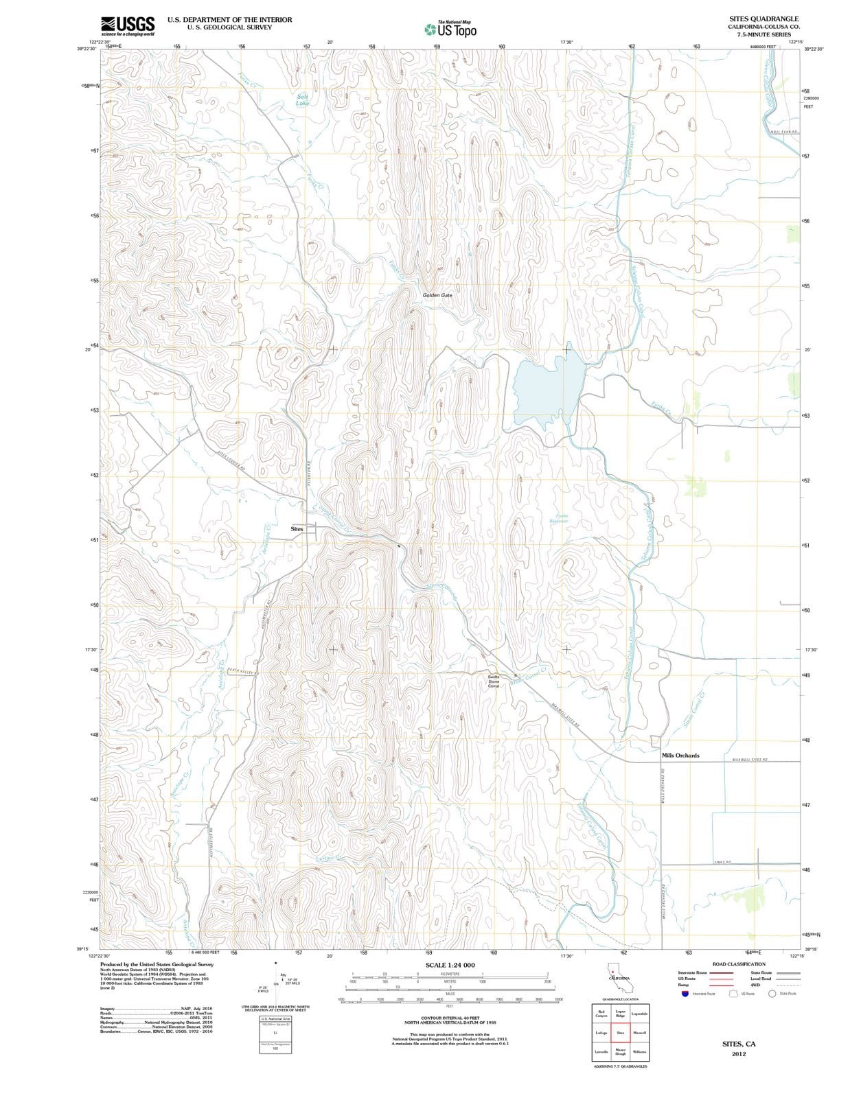 2012 Sites, CA - California - USGS Topographic Map