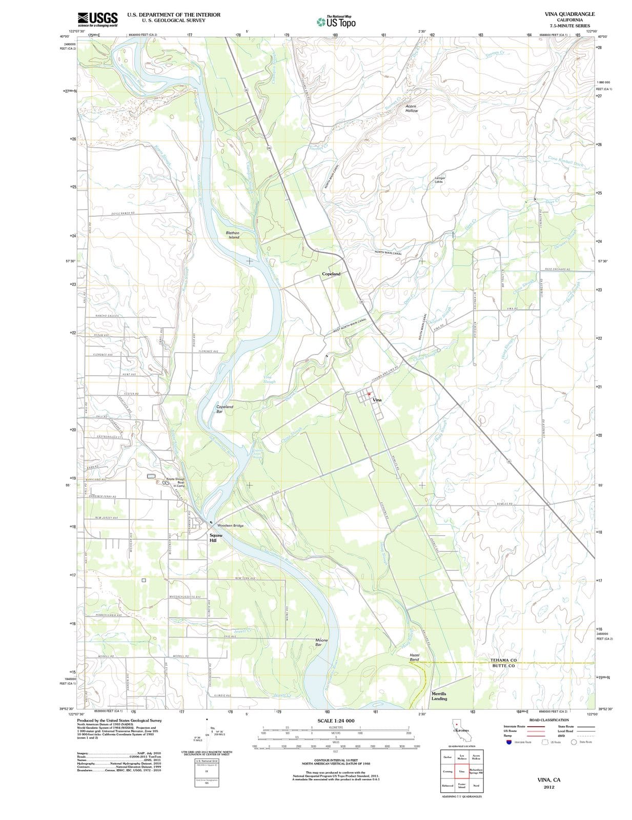 2012 Vina, CA - California - USGS Topographic Map