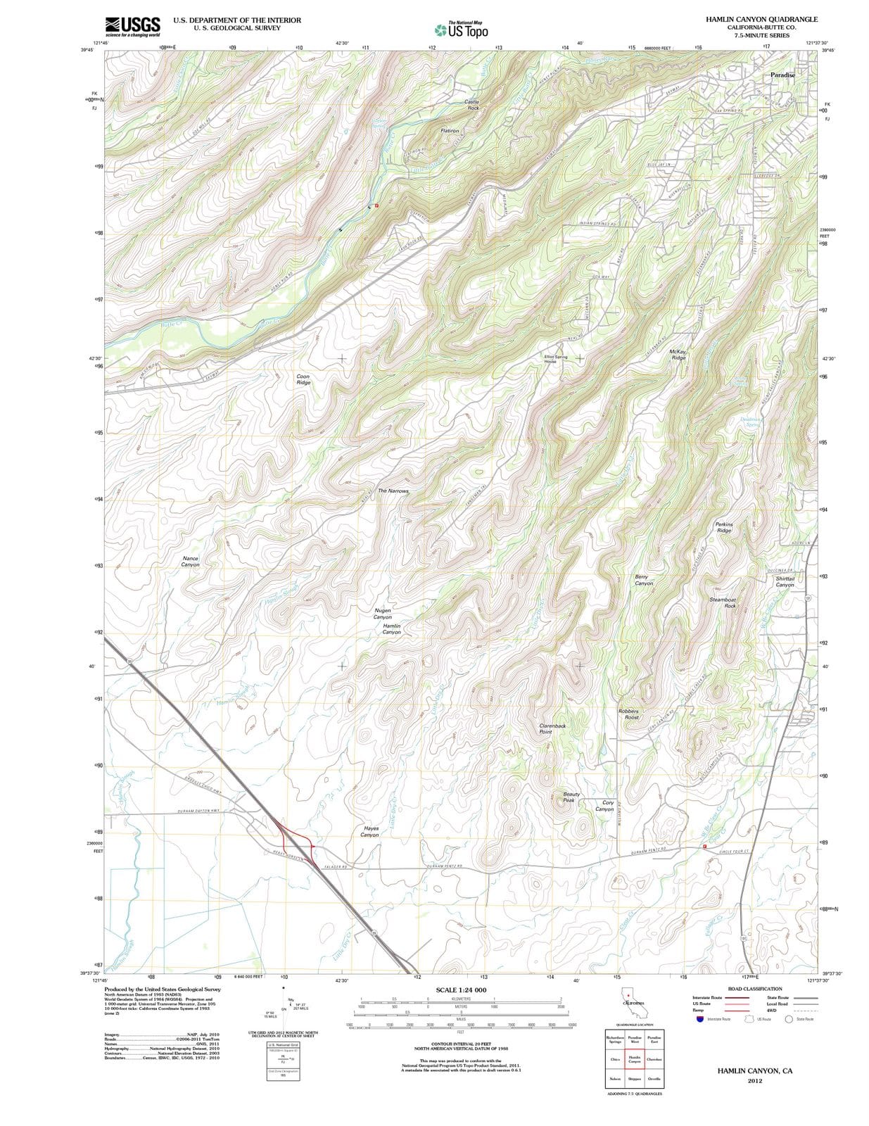 2012 Hamlin Canyon, CA - California - USGS Topographic Map