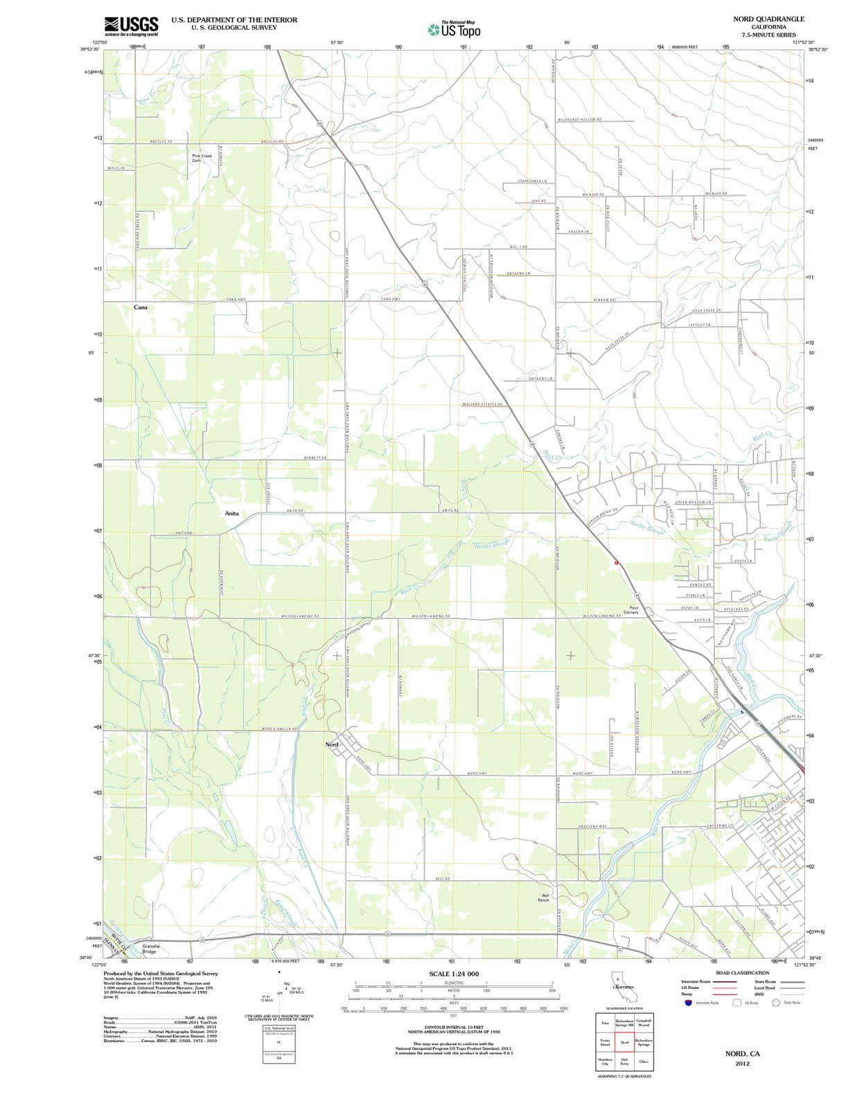 2012 Nord, CA - California - USGS Topographic Map