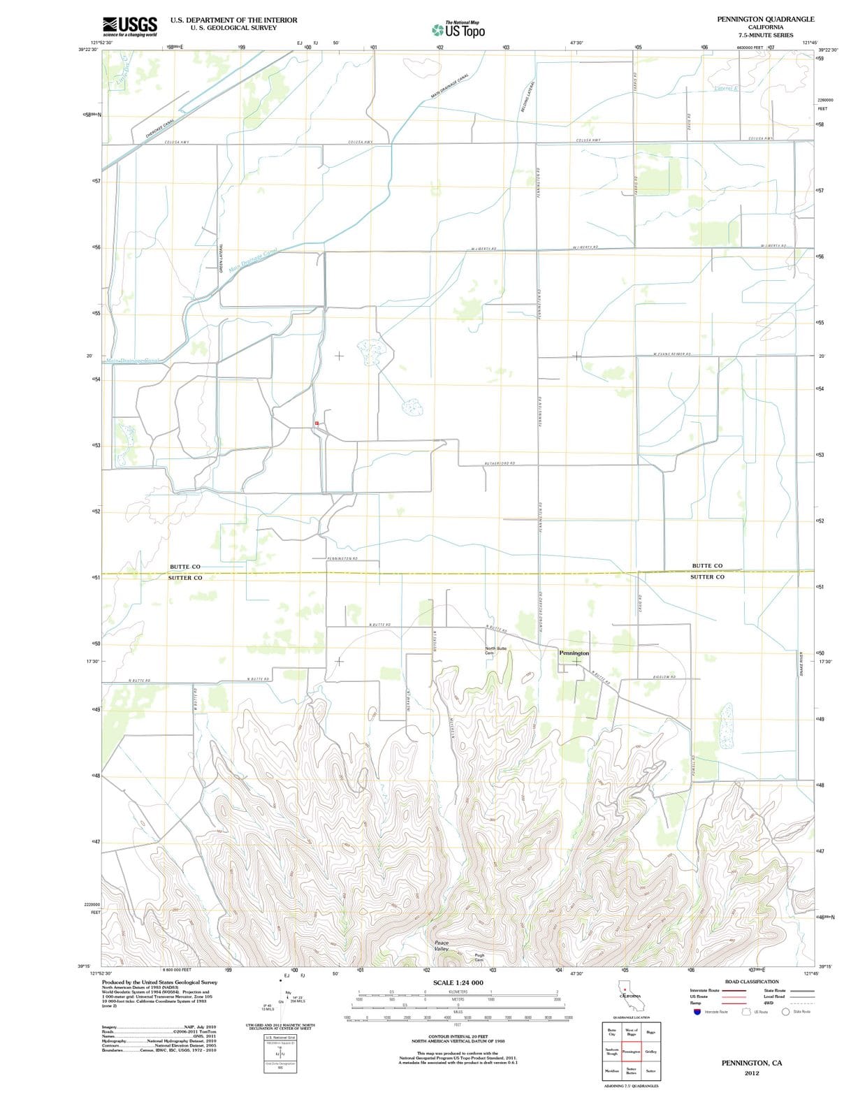 2012 Pennington, CA - California - USGS Topographic Map