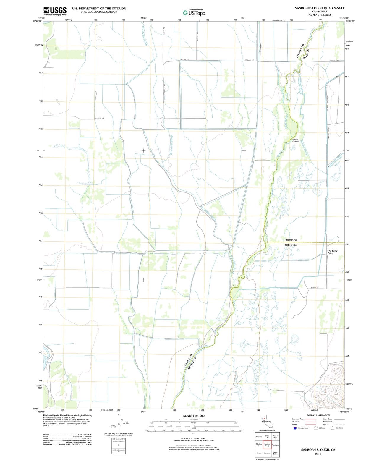 2012 Sanborn Slough, CA - California - USGS Topographic Map