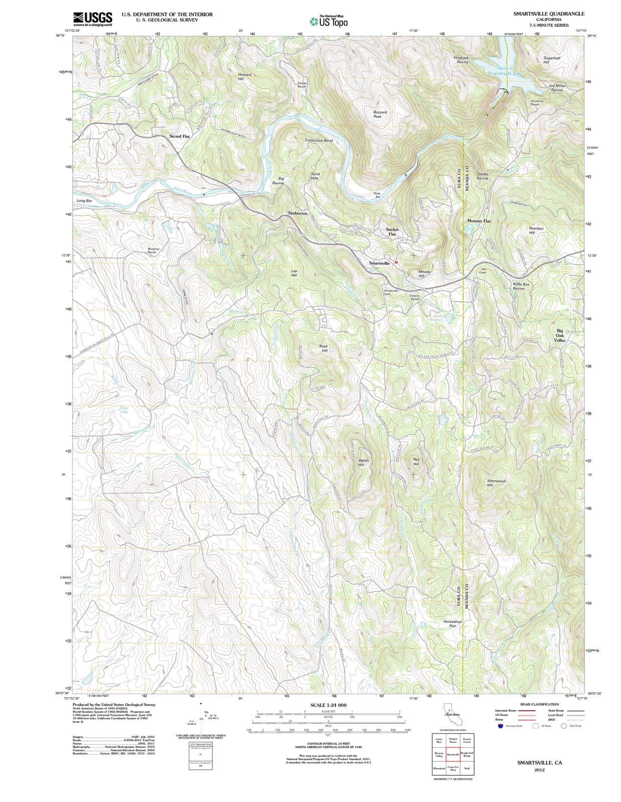 2012 Smartsville, CA - California - USGS Topographic Map