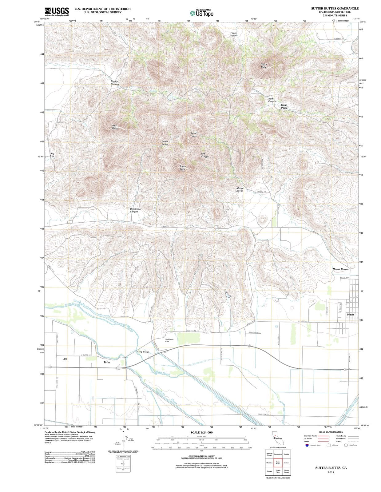 2012 Sutter Buttes, CA - California - USGS Topographic Map