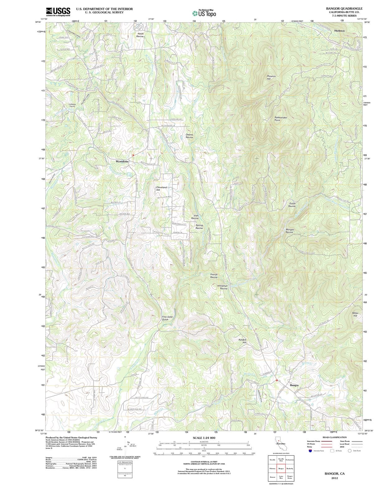 2012 Bangor, CA - California - USGS Topographic Map