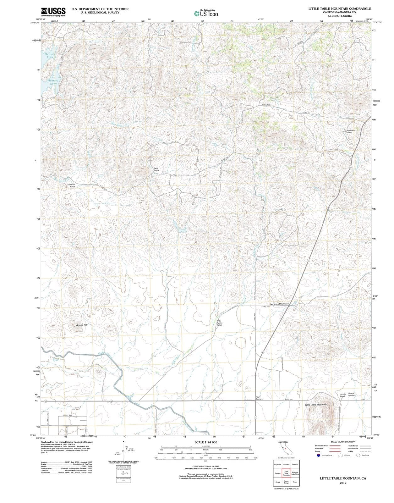 2012 Little Table Mountain, CA - California - USGS Topographic Map