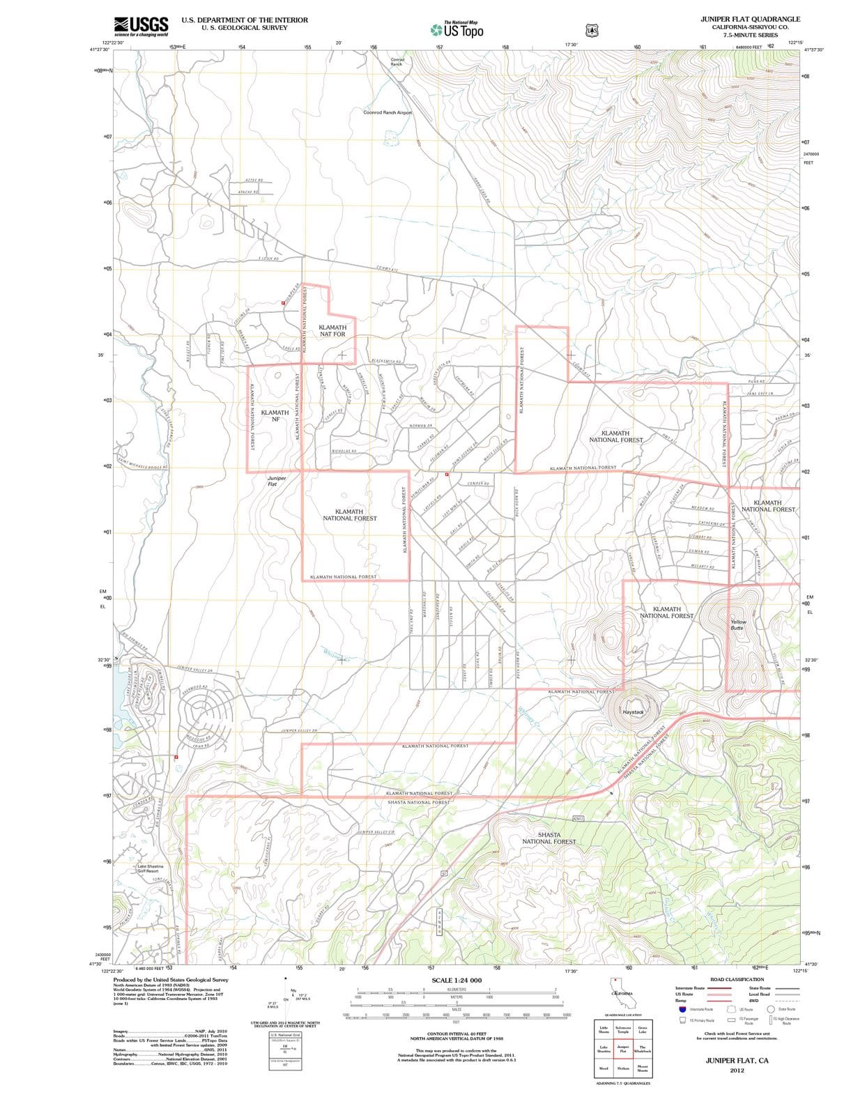 2012 Juniper Flat, CA - California - USGS Topographic Map