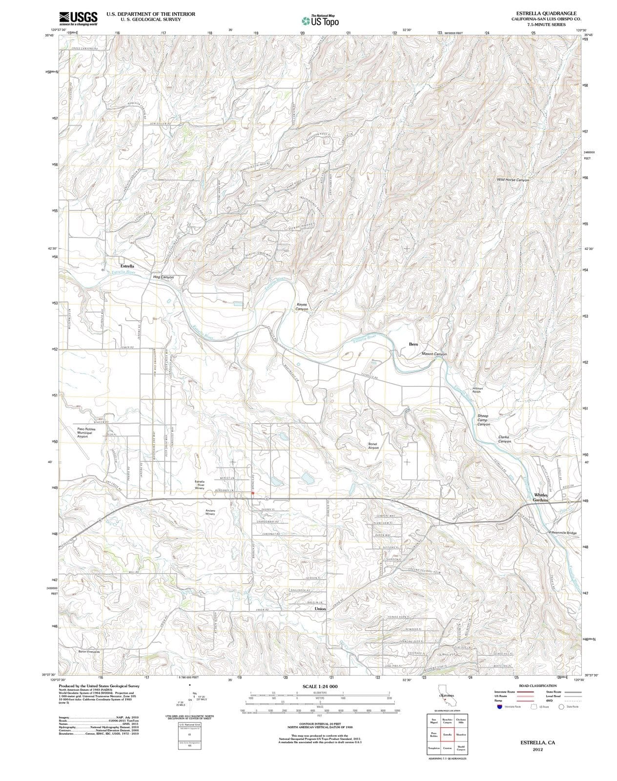 2012 Estrella, CA - California - USGS Topographic Map