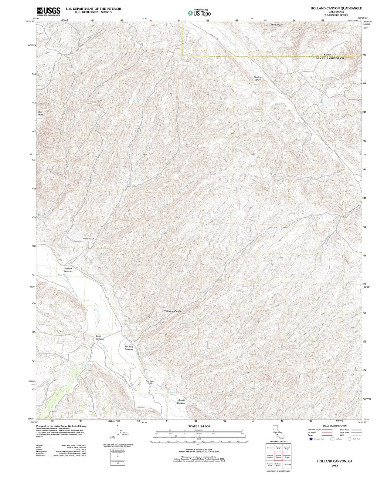 2012 Holland Canyon, CA - California - USGS Topographic Map