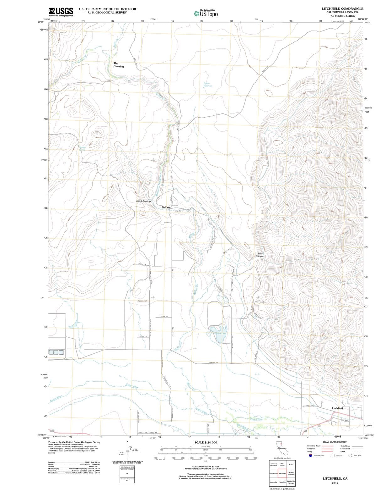 2012 Litchfield, CA - California - USGS Topographic Map