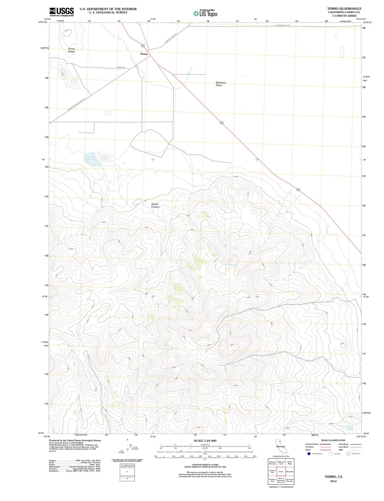 2012 Termo, CA - California - USGS Topographic Map