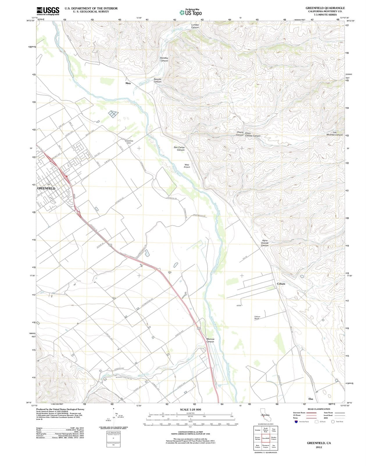 2012 Greenfield, CA - California - USGS Topographic Map