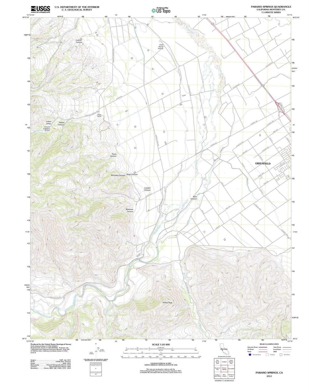 2012 Paraiso Springs, CA - California - USGS Topographic Map