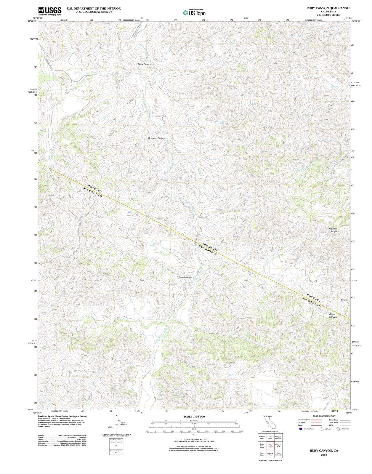 2012 Ruby Canyon, CA - California - USGS Topographic Map