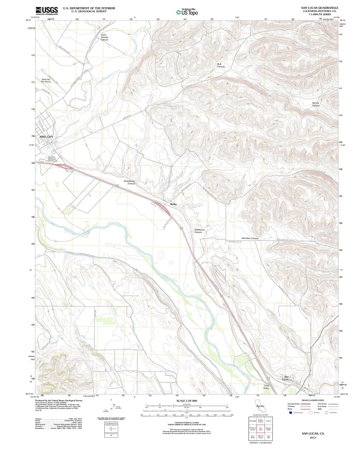 2012 San Lucas, CA - California - USGS Topographic Map