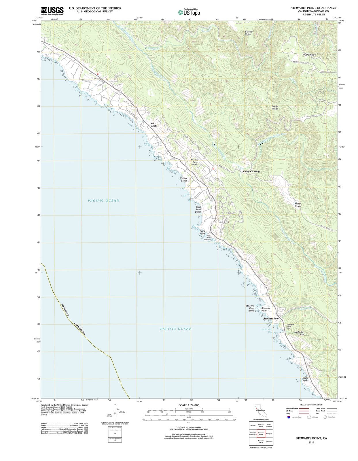 2012 Stewarts Point, CA - California - USGS Topographic Map