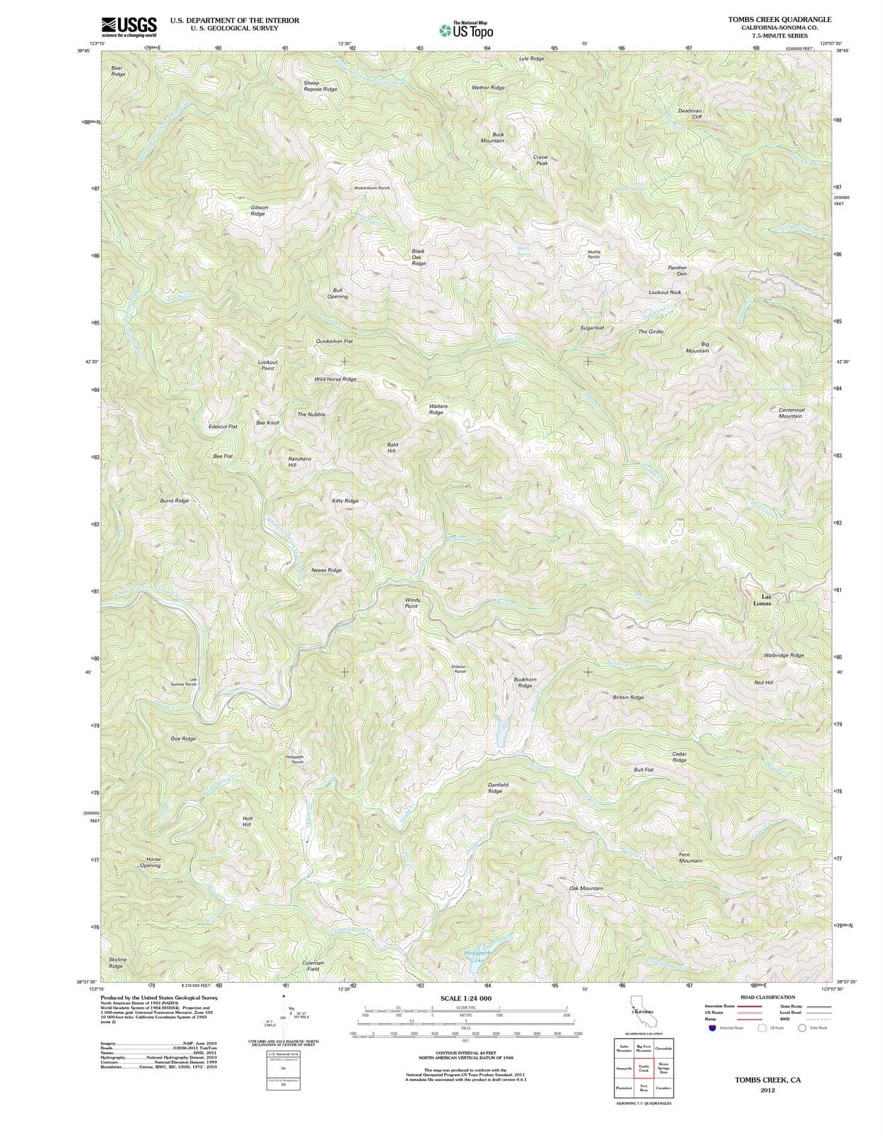 2012 Tombs Creek, CA - California - USGS Topographic Map