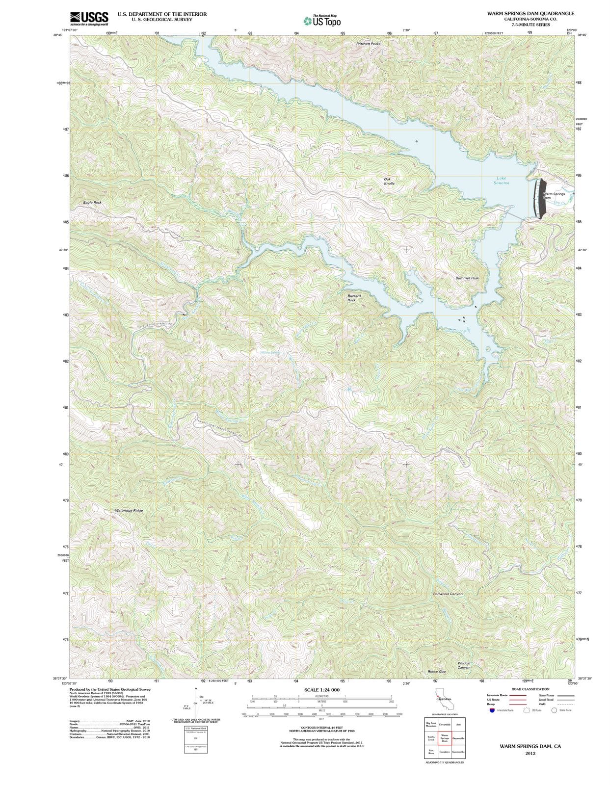 2012 Warm Springsam, CA - California - USGS Topographic Map