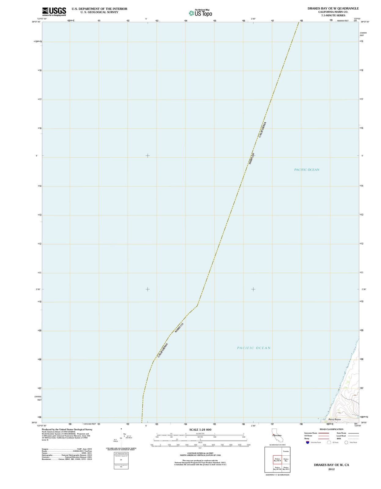 2012 Drakes Bay, CA - California - USGS Topographic Map v2