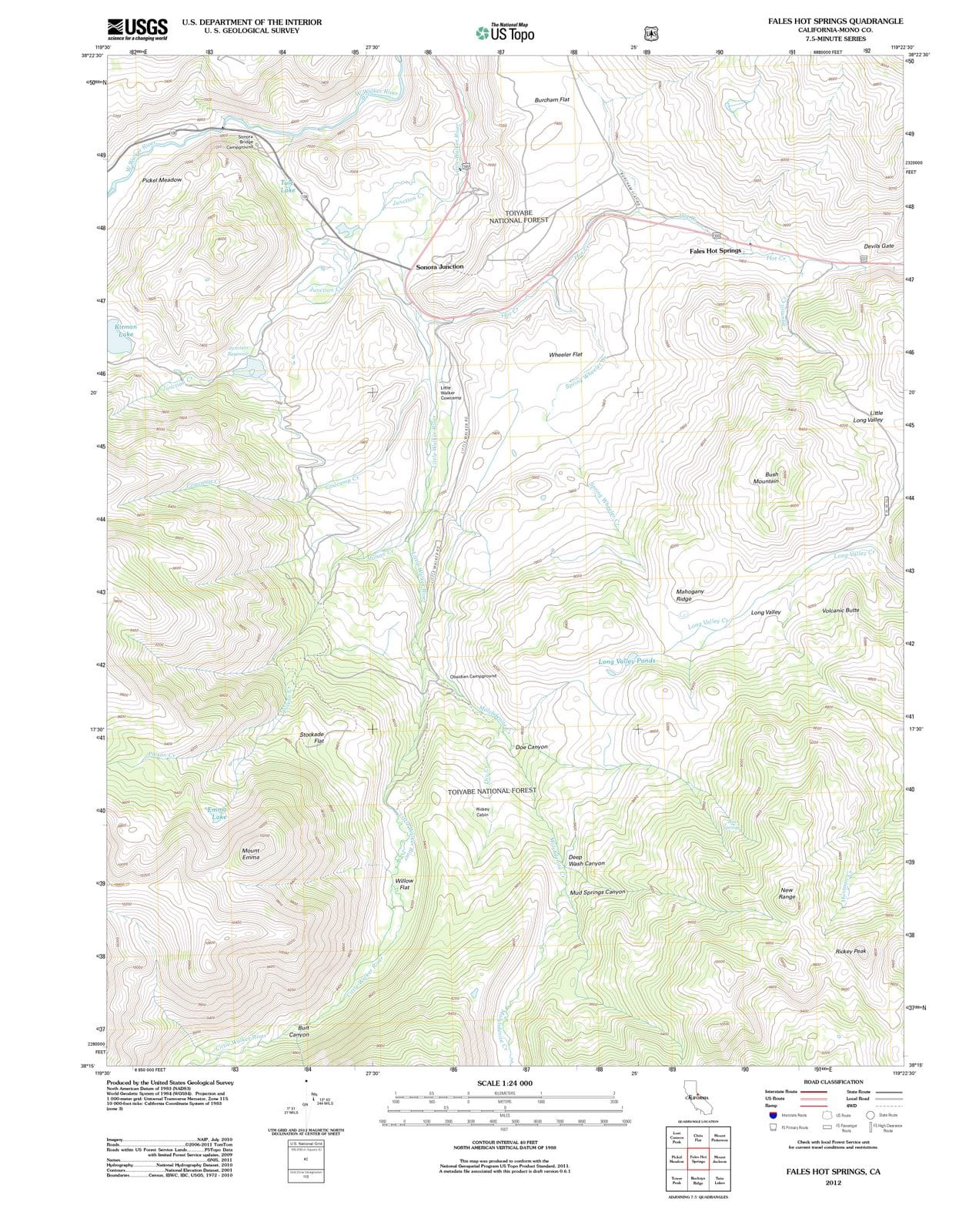 2012 Fales Hot Springs, CA - California - USGS Topographic Map