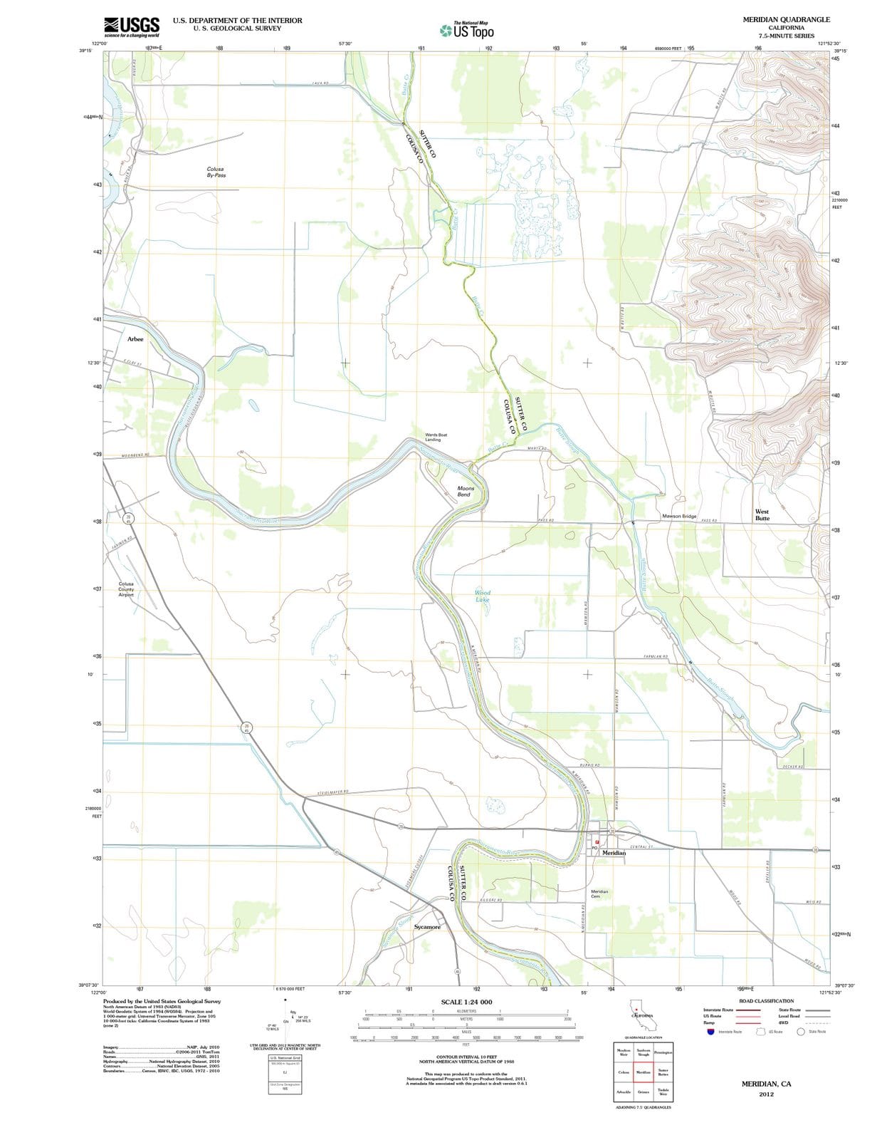 2012 Meridian, CA - California - USGS Topographic Map