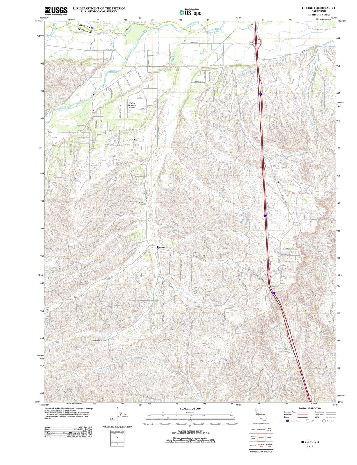 2012 Hooker, CA - California - USGS Topographic Map