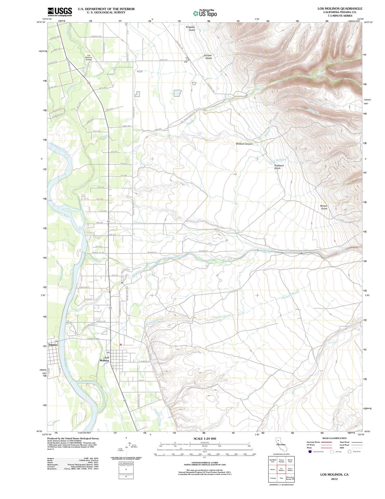 2012 Los Molinos, CA - California - USGS Topographic Map